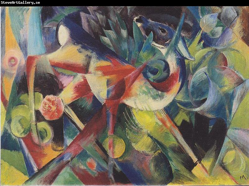 Franz Marc Deer in flower garden